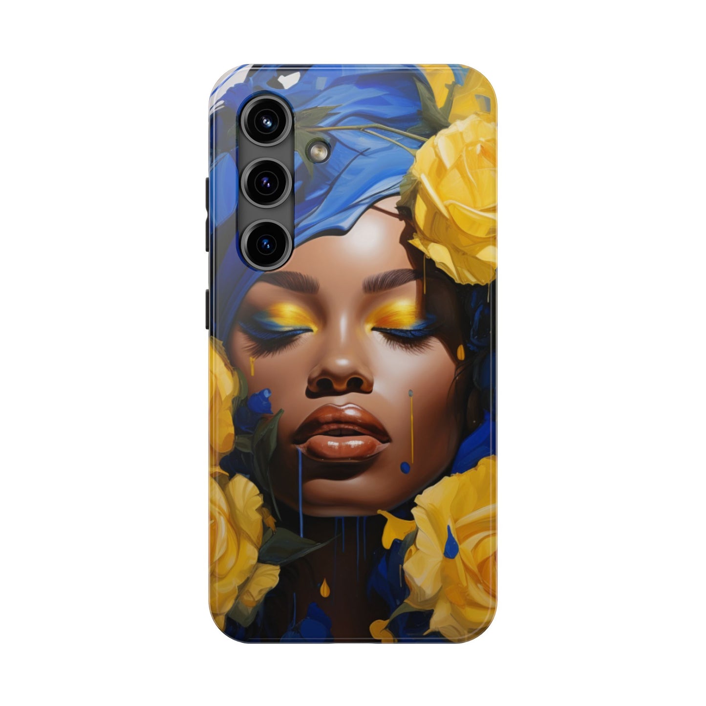 Stunning in Blue and Gold Beautiful Black Woman Tough Phone Case