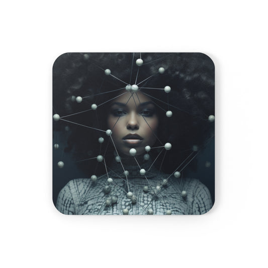 Futuristic Warrior Queen Corkwood Coaster Set of 4