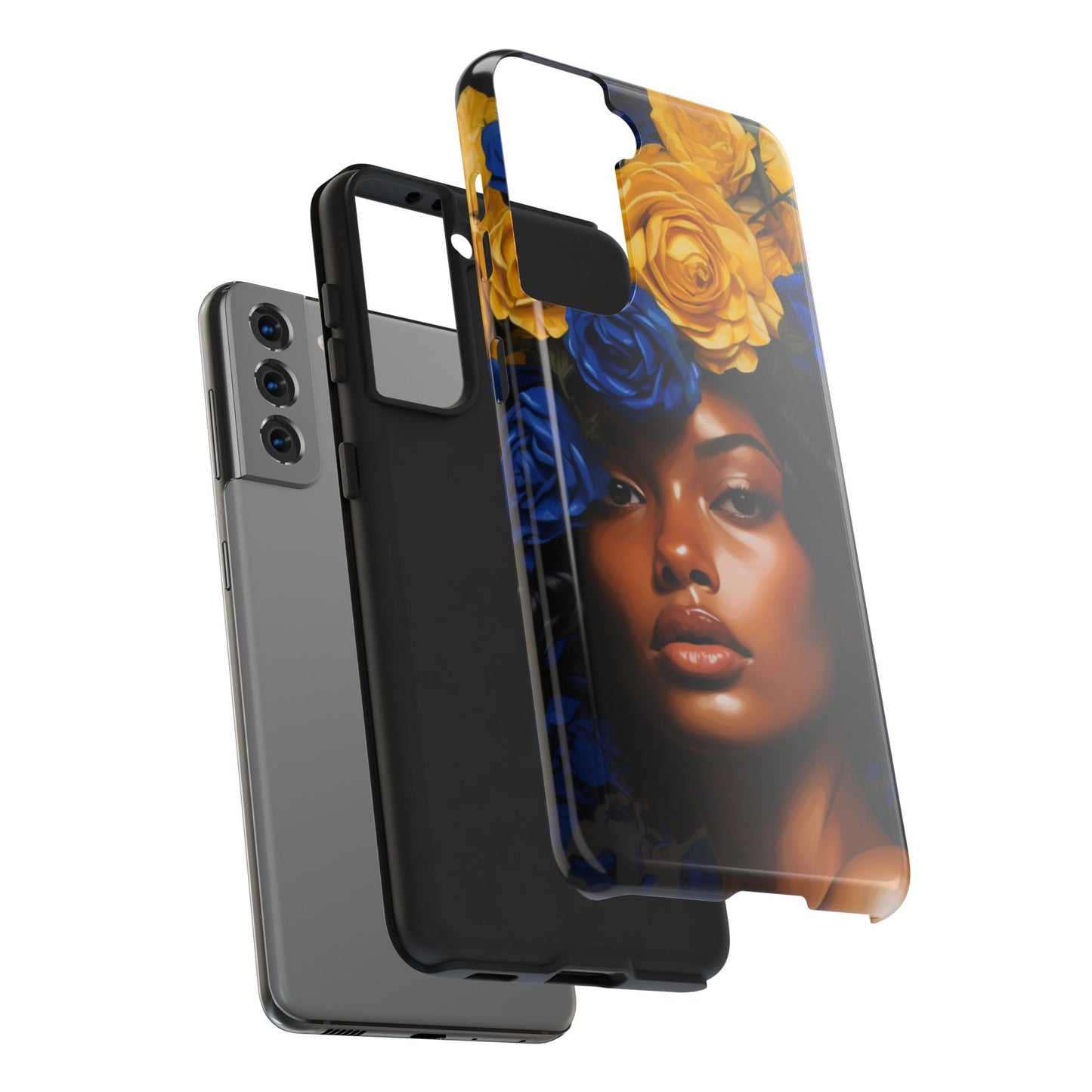 Stunning in Blue and Gold Beautiful Black Woman Tough Phone Case