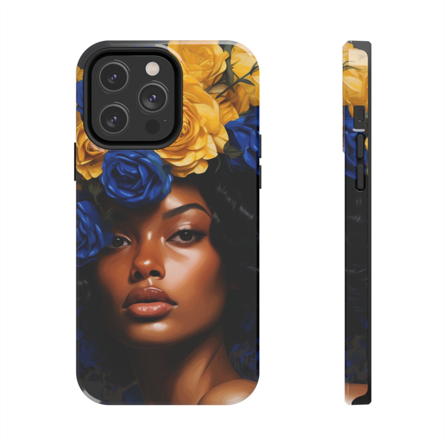 Stunning in Blue and Gold Beautiful Black Woman Tough Phone Case