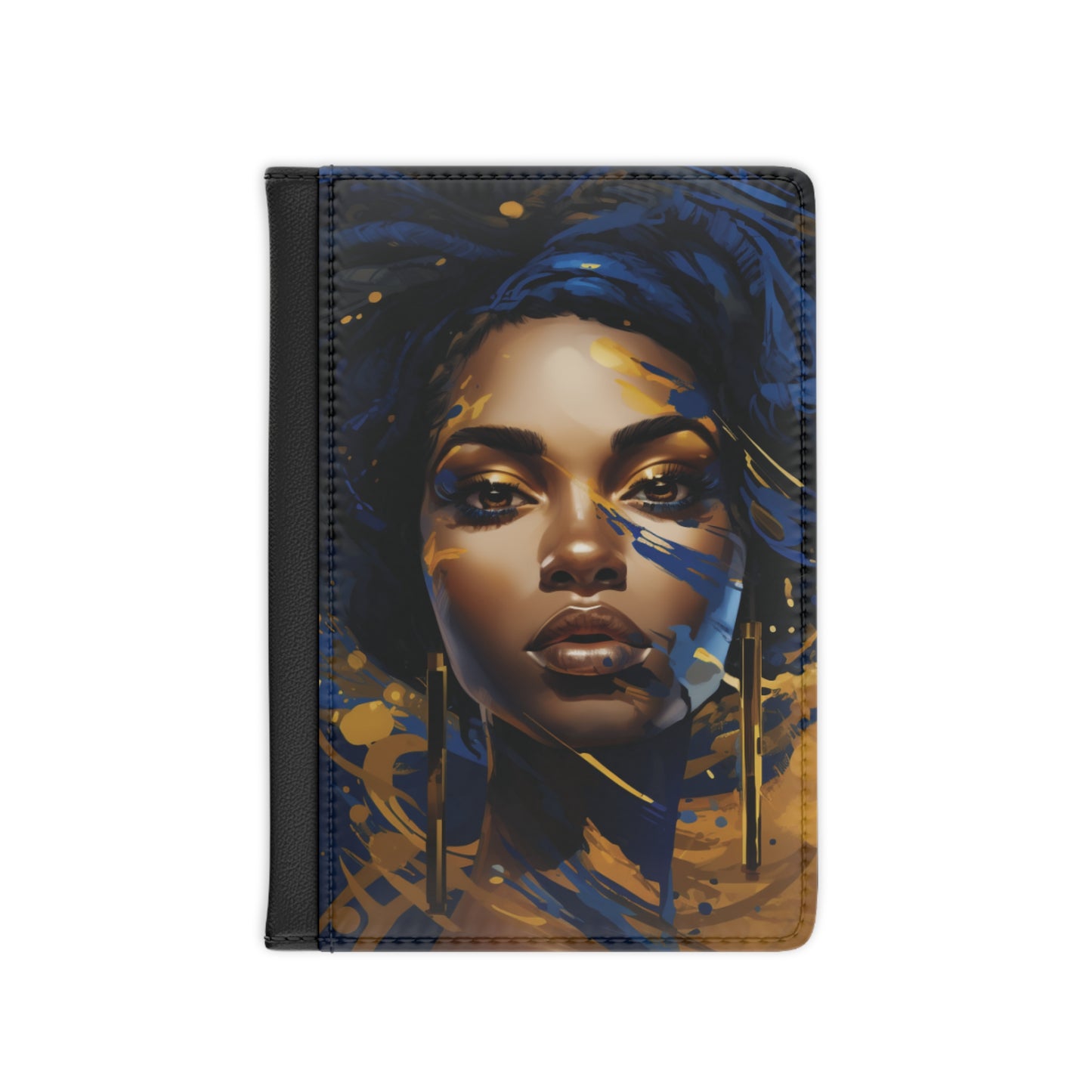 Stunning in Blue and Gold Beautiful Black Woman - Passport Cover - #1