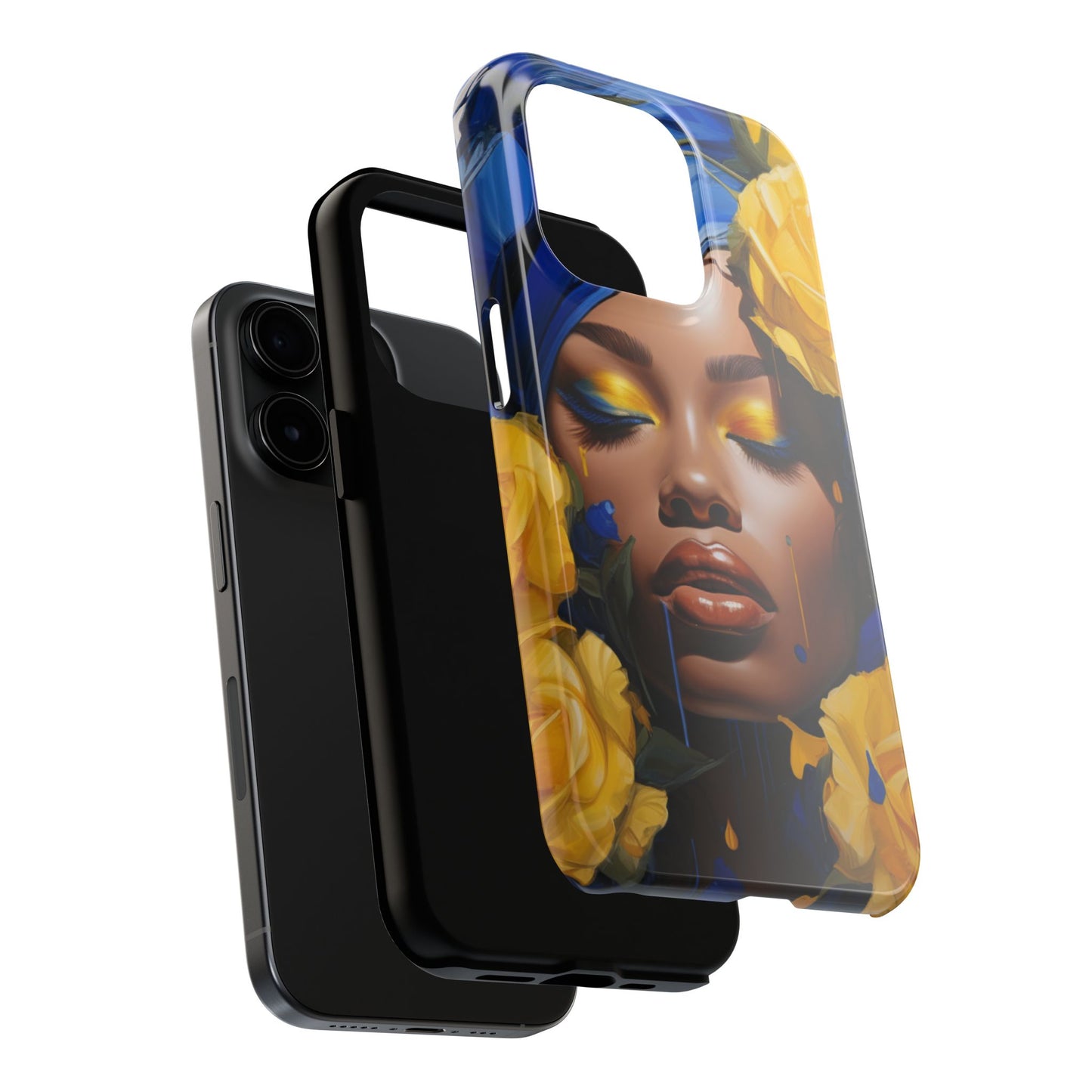 Stunning in Blue and Gold Beautiful Black Woman Tough Phone Case