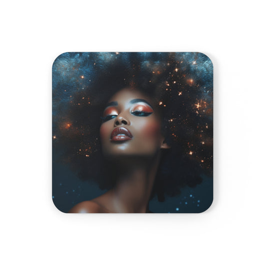 Futuristic Courageous Queen Corkwood Coaster Set of 4