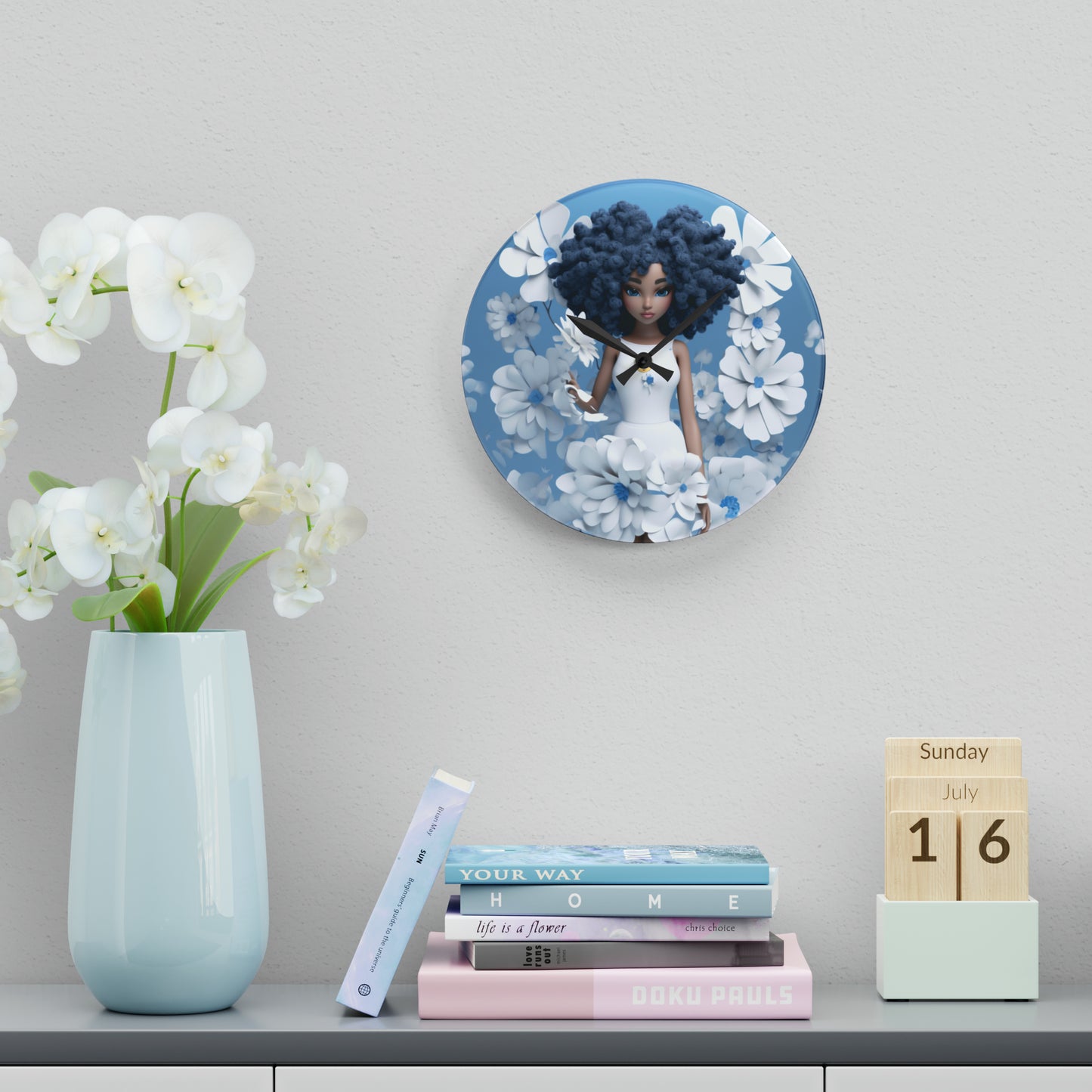 Blue Fairy Acrylic Wall Clock