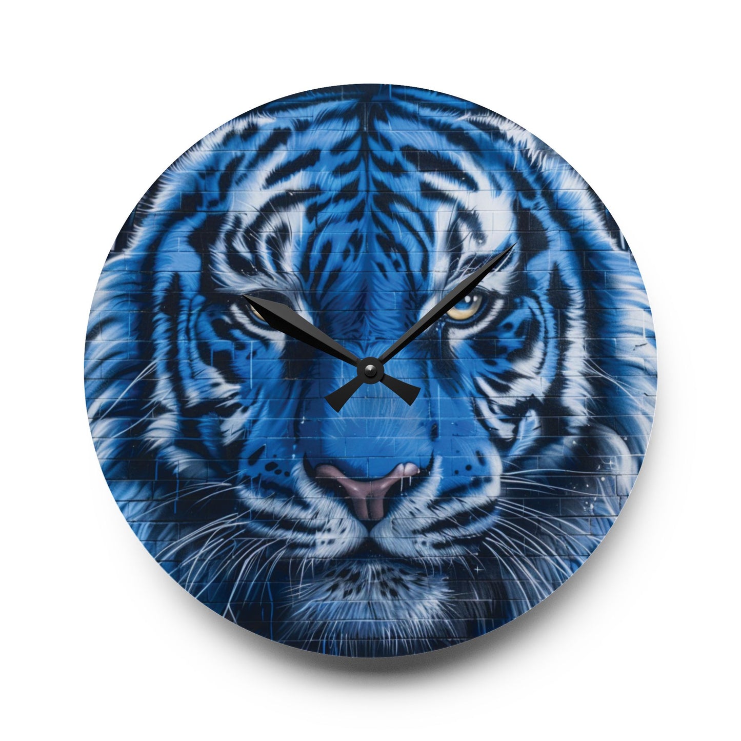 Blue Graffiti Tiger Acrylic Wall Clock