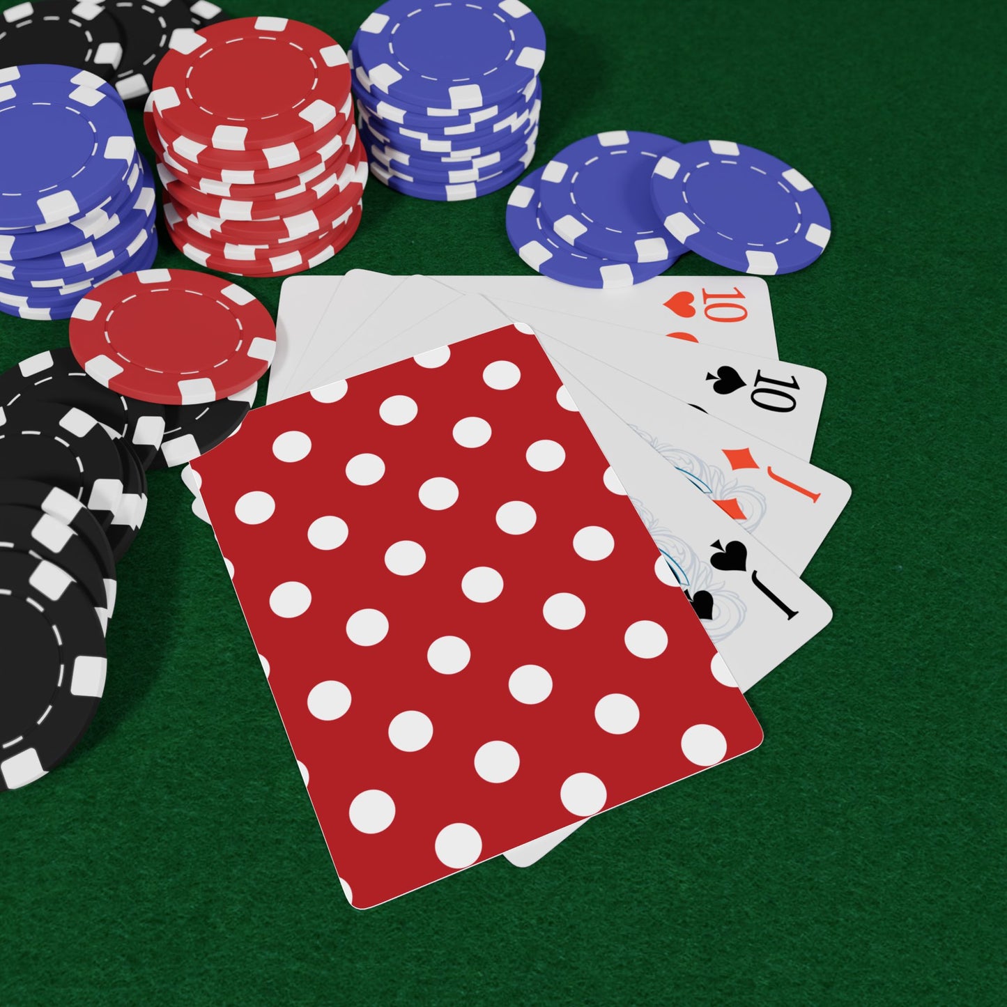 Red With White Polka Dots Poker Playing Cards - Stylish Design for Card Games