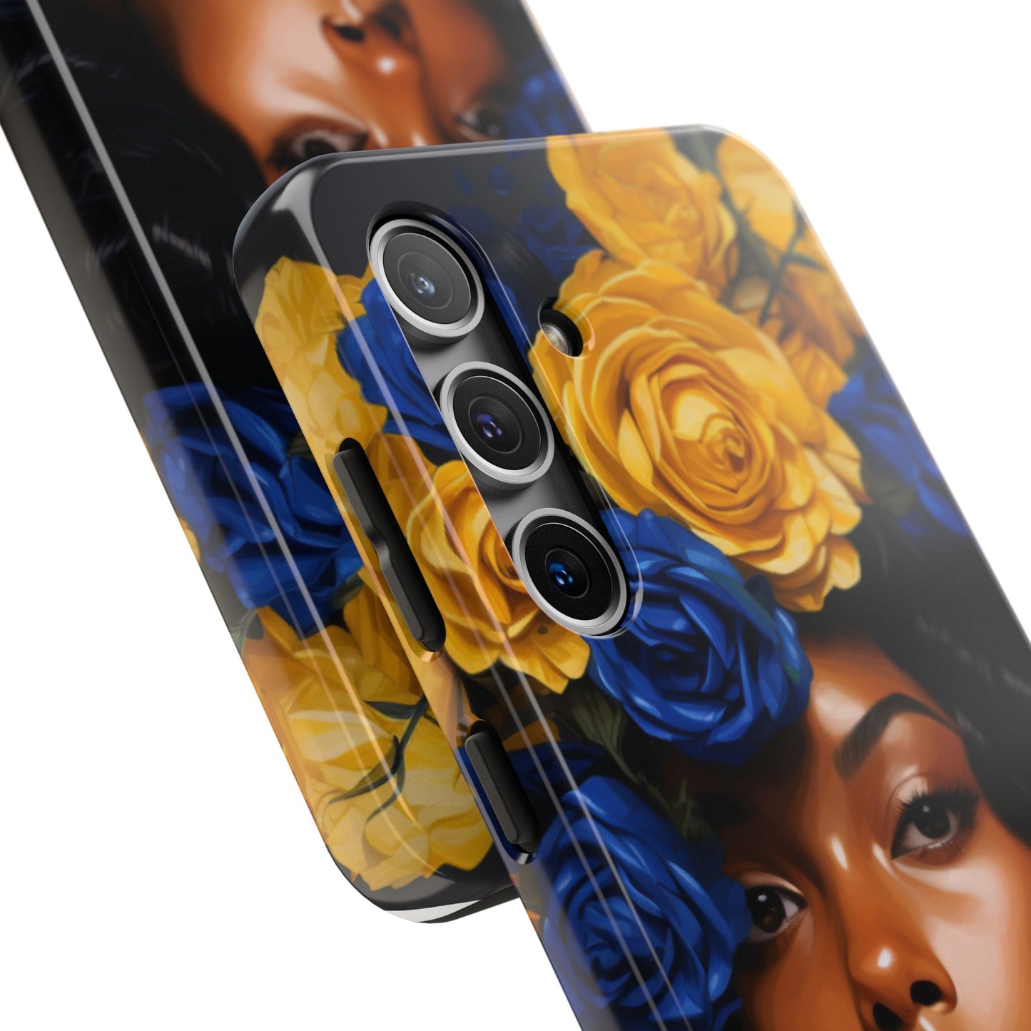 Stunning in Blue and Gold Beautiful Black Woman Tough Phone Case