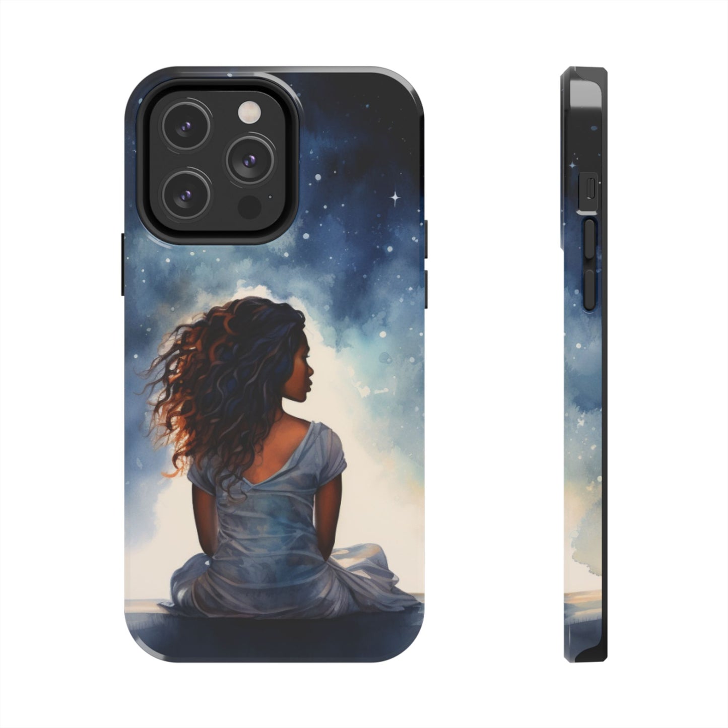 Beautiful Black Woman and Starry Night Tough Phone Case