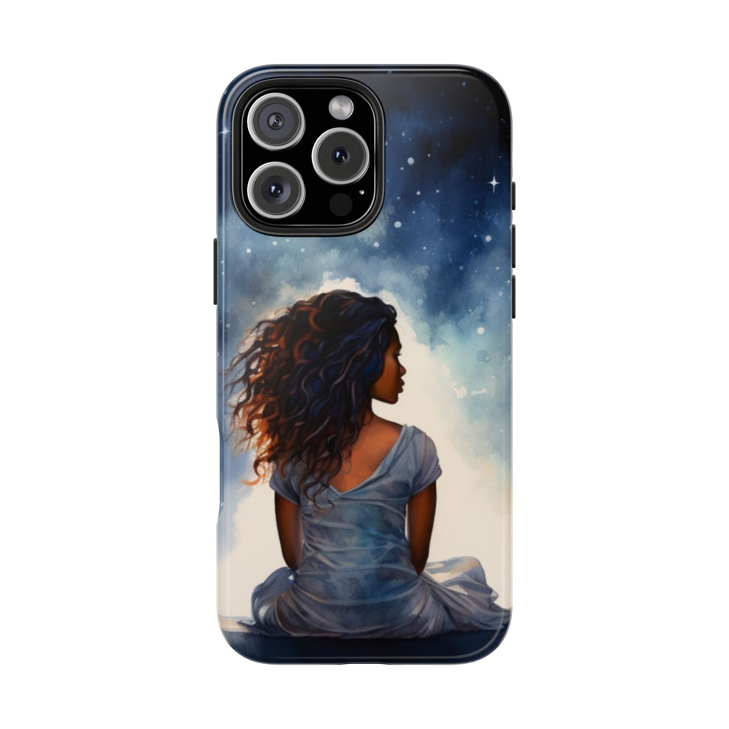 Beautiful Black Woman and Starry Night Tough Phone Case