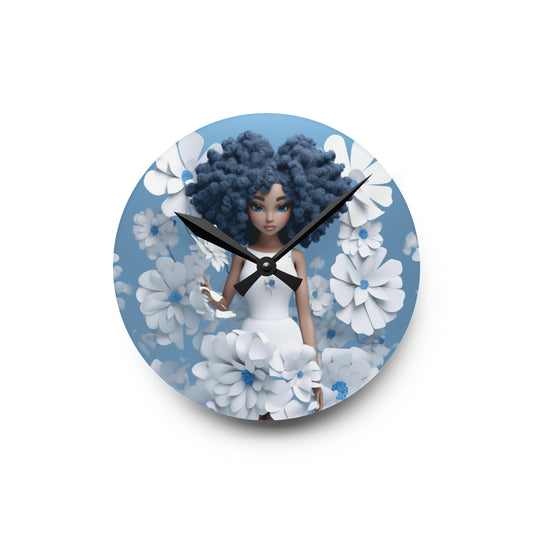 Blue Fairy Acrylic Wall Clock