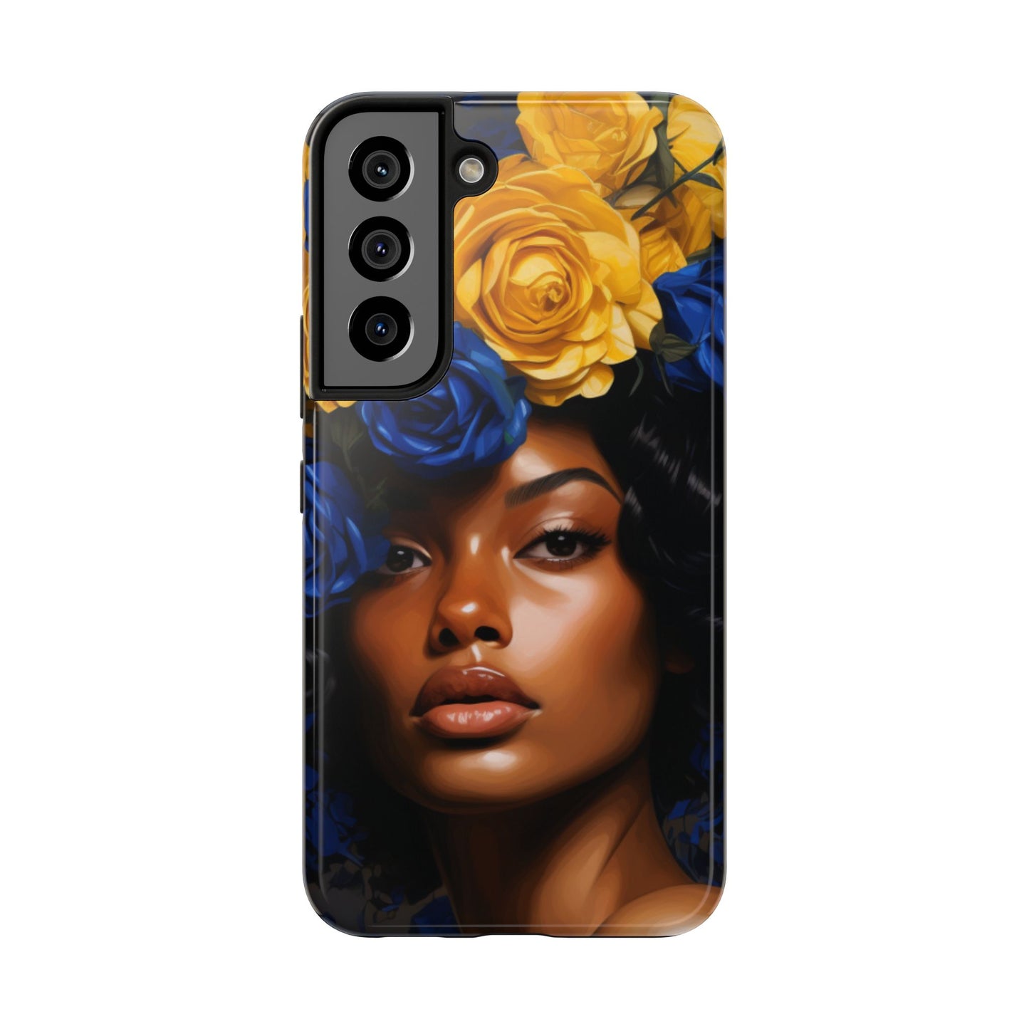 Stunning in Blue and Gold Beautiful Black Woman Tough Phone Case