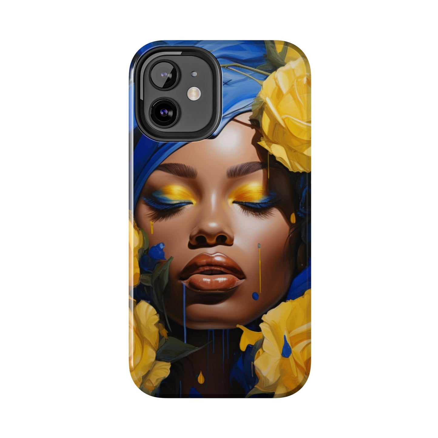 Stunning in Blue and Gold Beautiful Black Woman Tough Phone Case