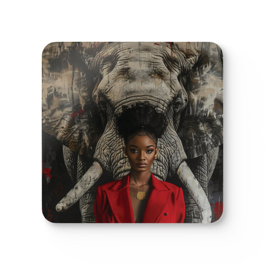 Elephant and Diva Corkwood Coaster Set of 4