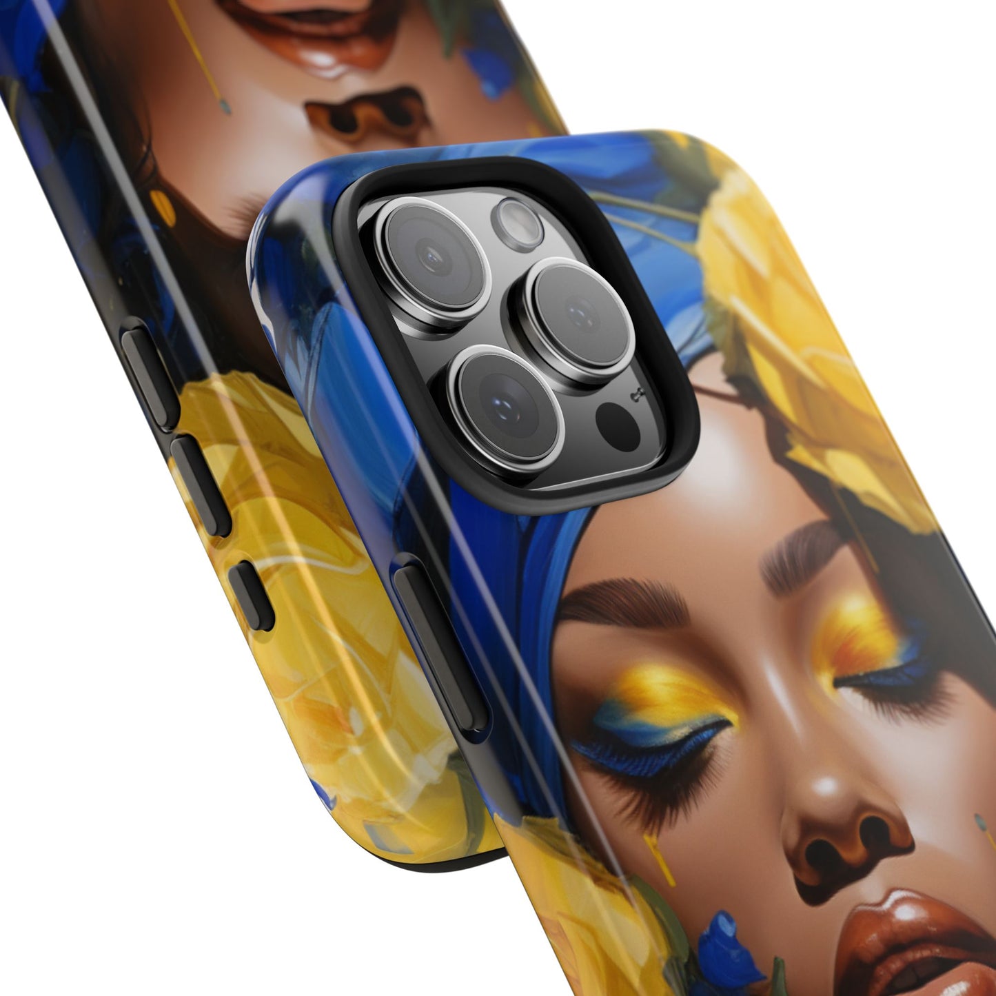 Stunning in Blue and Gold Beautiful Black Woman Tough Phone Case