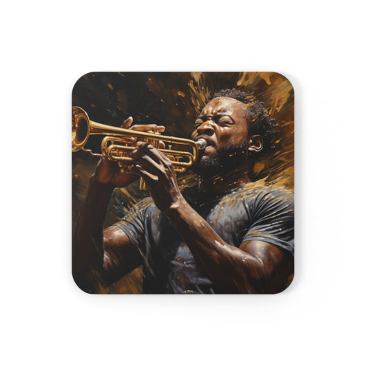 Jazzy Trumpet Corkwood Coaster Set of 4