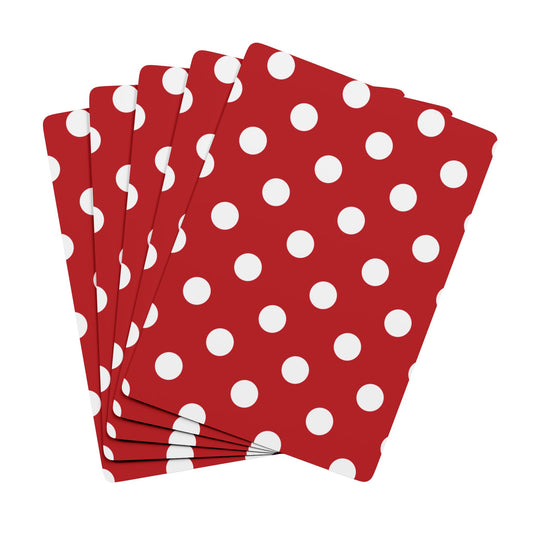 Red With White Polka Dots Poker Playing Cards - Stylish Design for Card Games