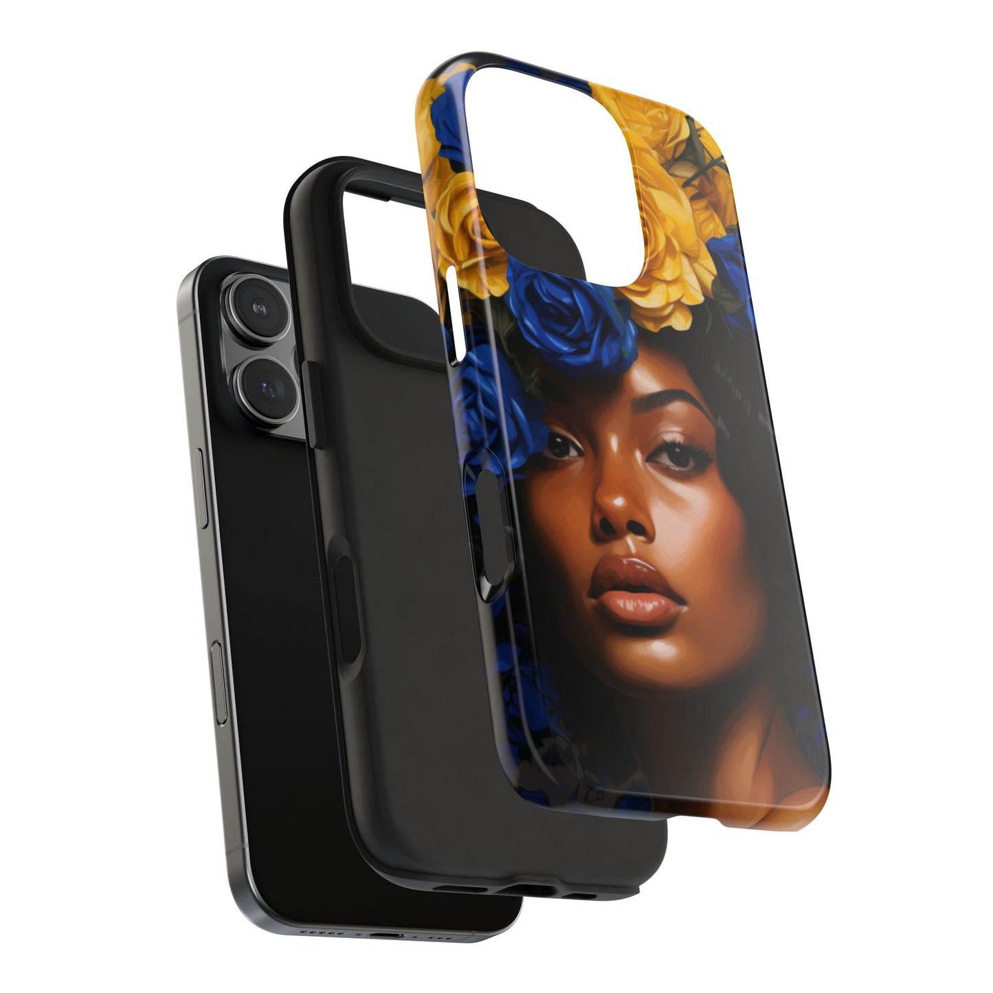 Stunning in Blue and Gold Beautiful Black Woman Tough Phone Case