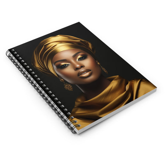 Gold Nubian Queen Spiral Notebook - Ruled Line