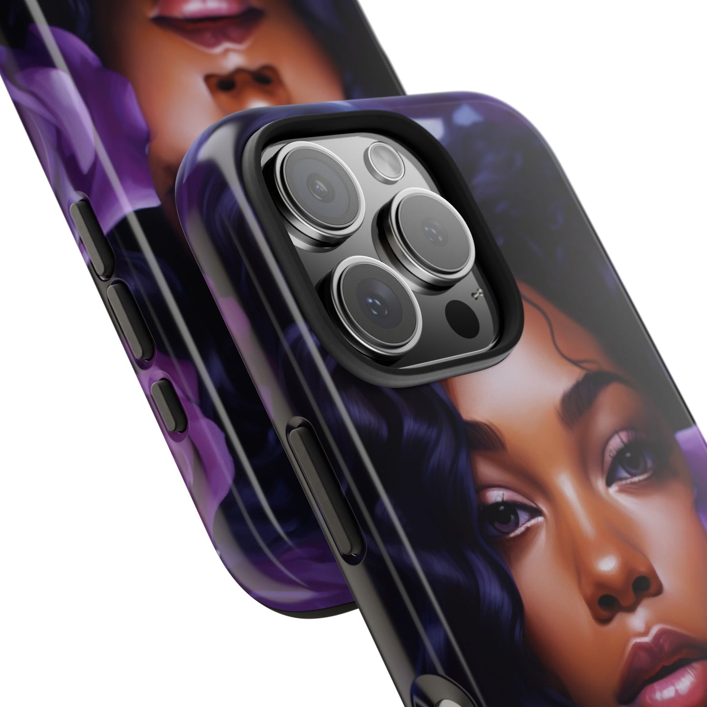 Beautiful Black Woman With Purple Flowers Tough Phone Case