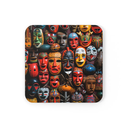 Afrocentric Inspired Masks - Corkwood Coaster Set