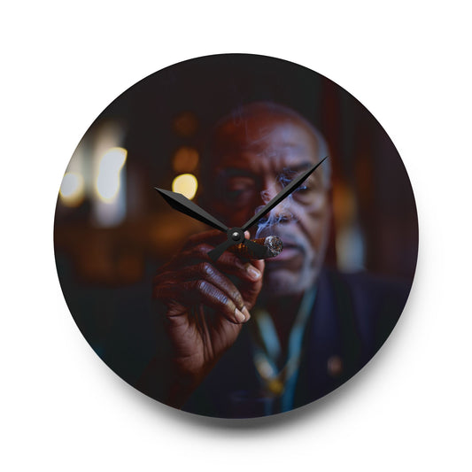 Distinguished Gentleman With A Cigar Acrylic Wall Clock