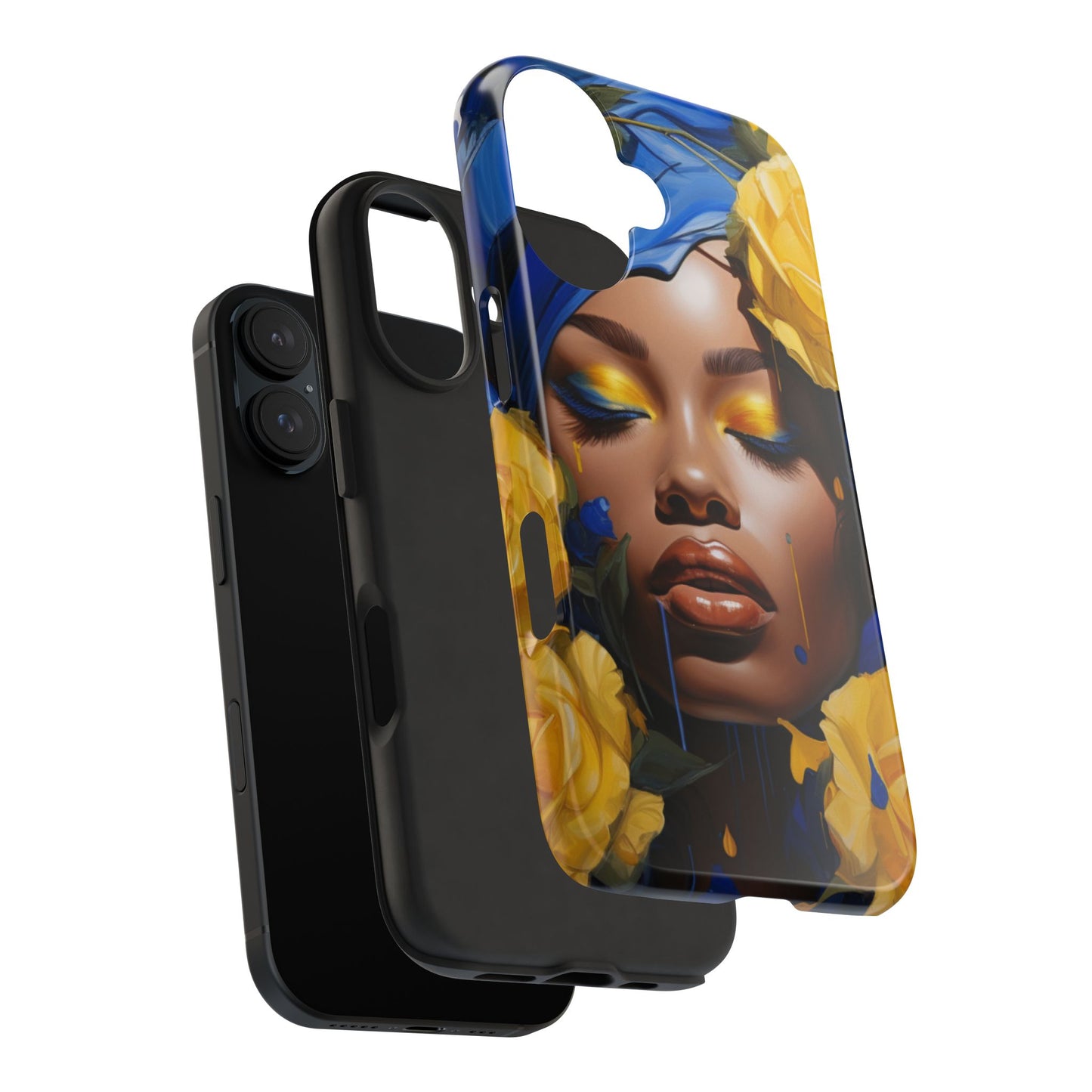 Stunning in Blue and Gold Beautiful Black Woman Tough Phone Case