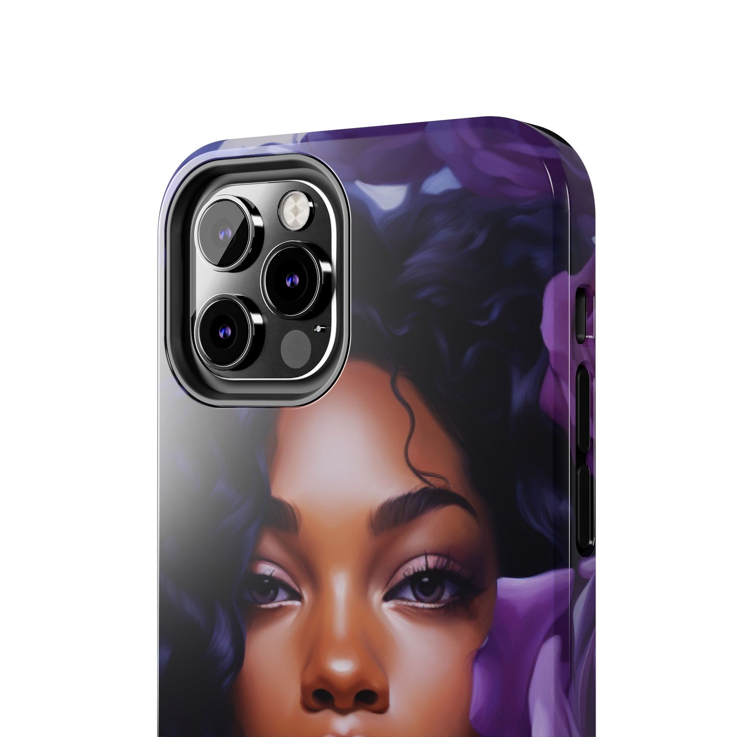 Beautiful Black Woman With Purple Flowers Tough Phone Case