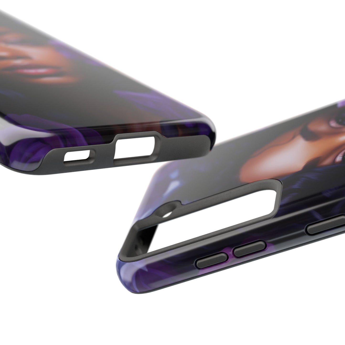 Beautiful Black Woman With Purple Flowers Tough Phone Case