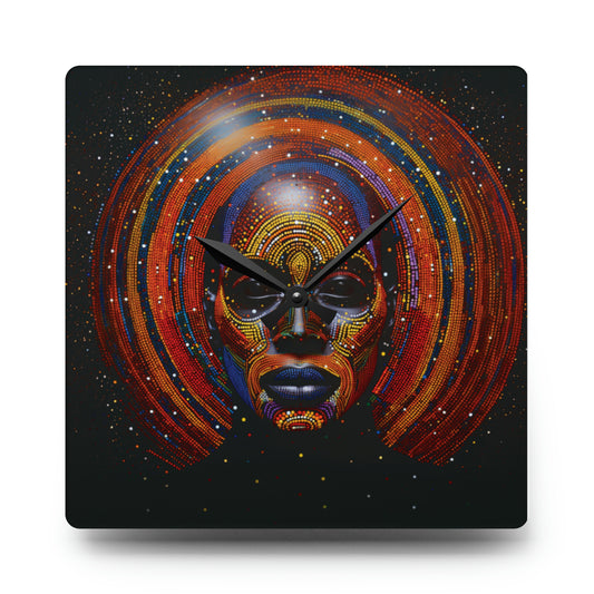 Afrocentric Pegged Mask Acrylic Wall Clock