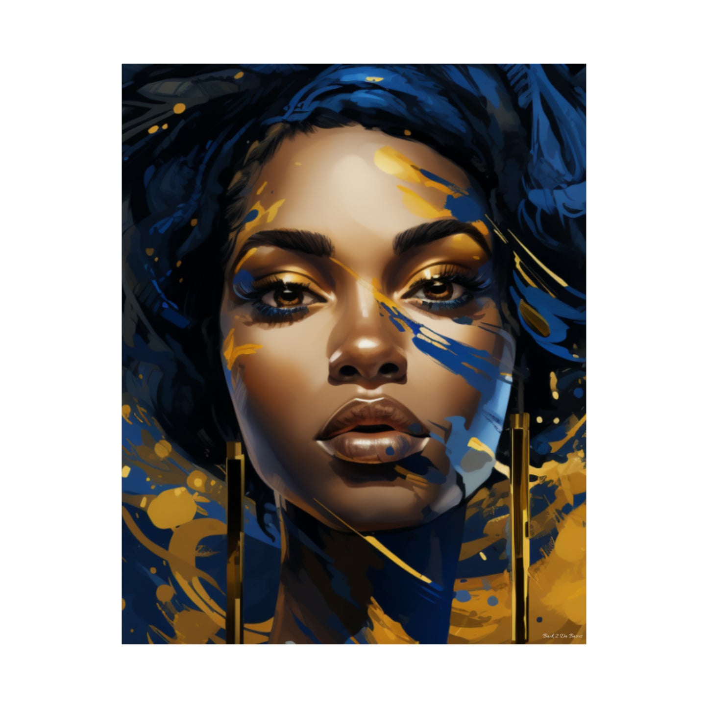 Stunning In Blue and Gold Black Woman Vertical Poster