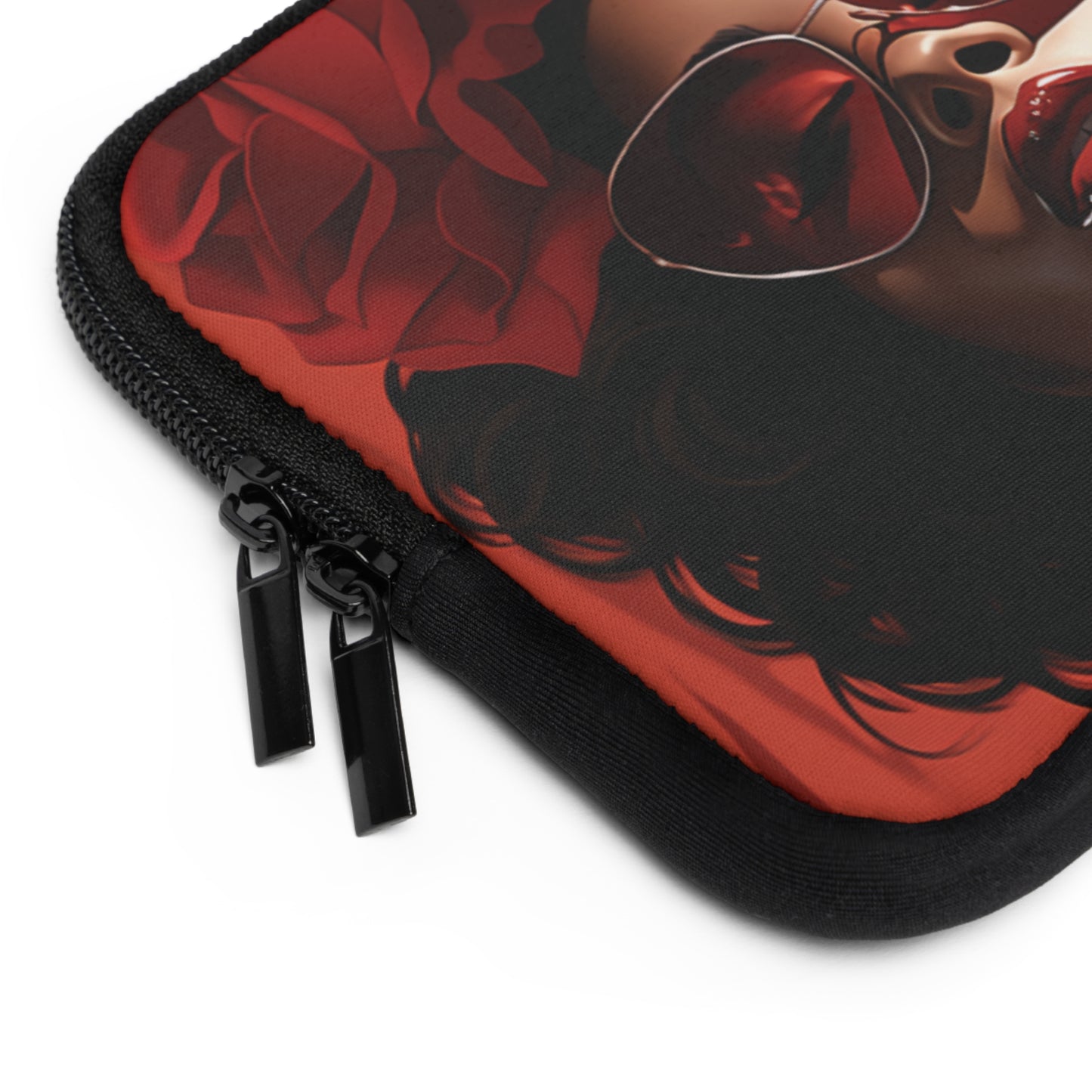 Beautiful Black Woman With Red Flowers Laptop Sleeve