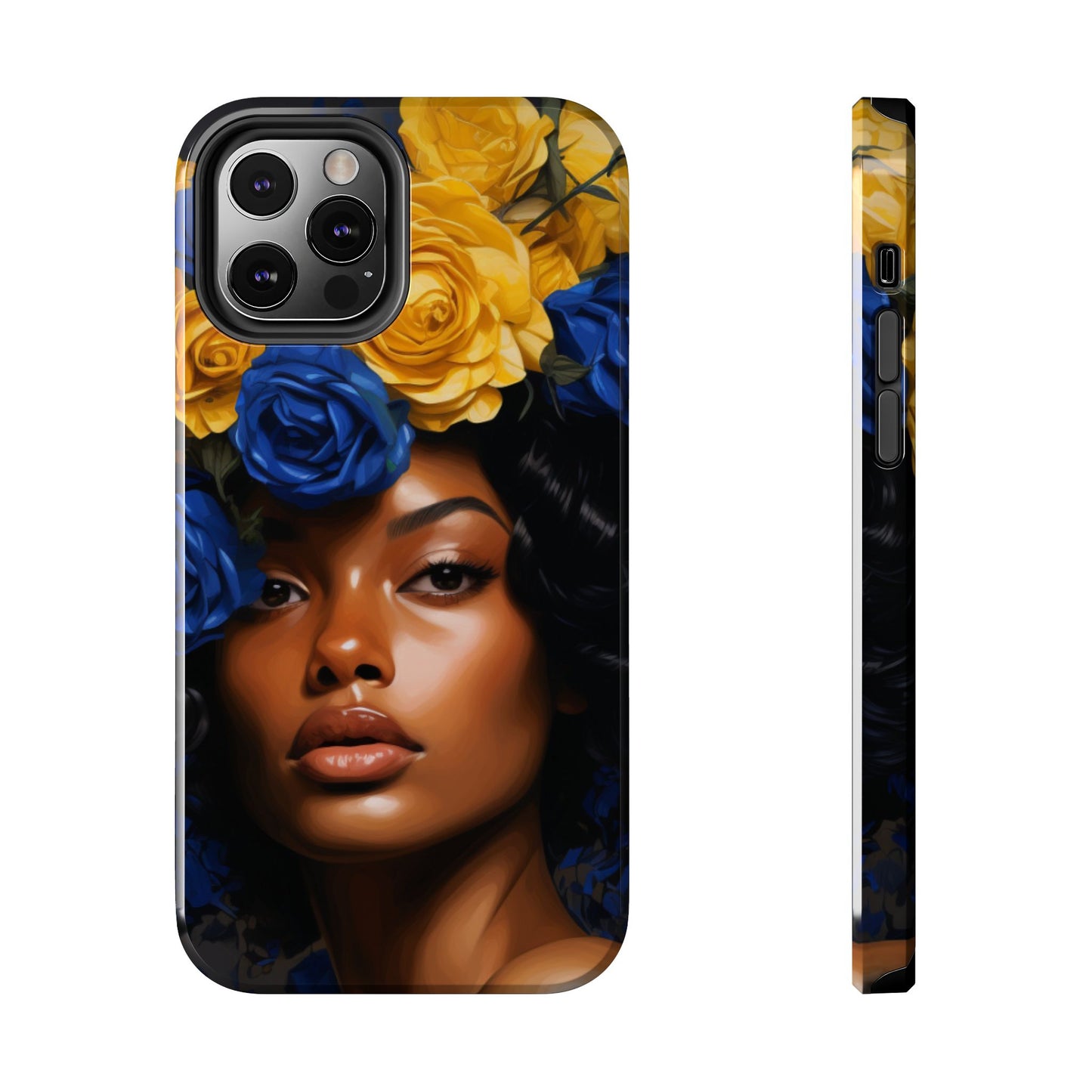 Stunning in Blue and Gold Beautiful Black Woman Tough Phone Case