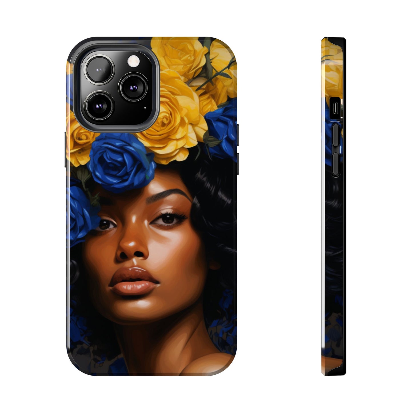 Stunning in Blue and Gold Beautiful Black Woman Tough Phone Case