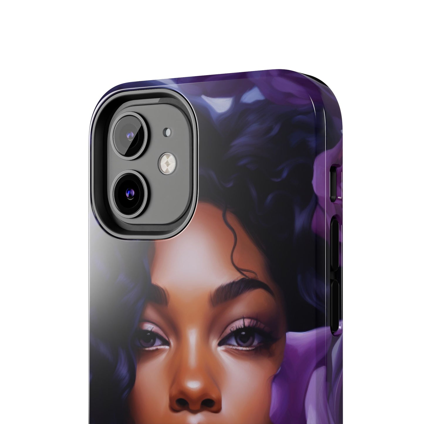 Beautiful Black Woman With Purple Flowers Tough Phone Case