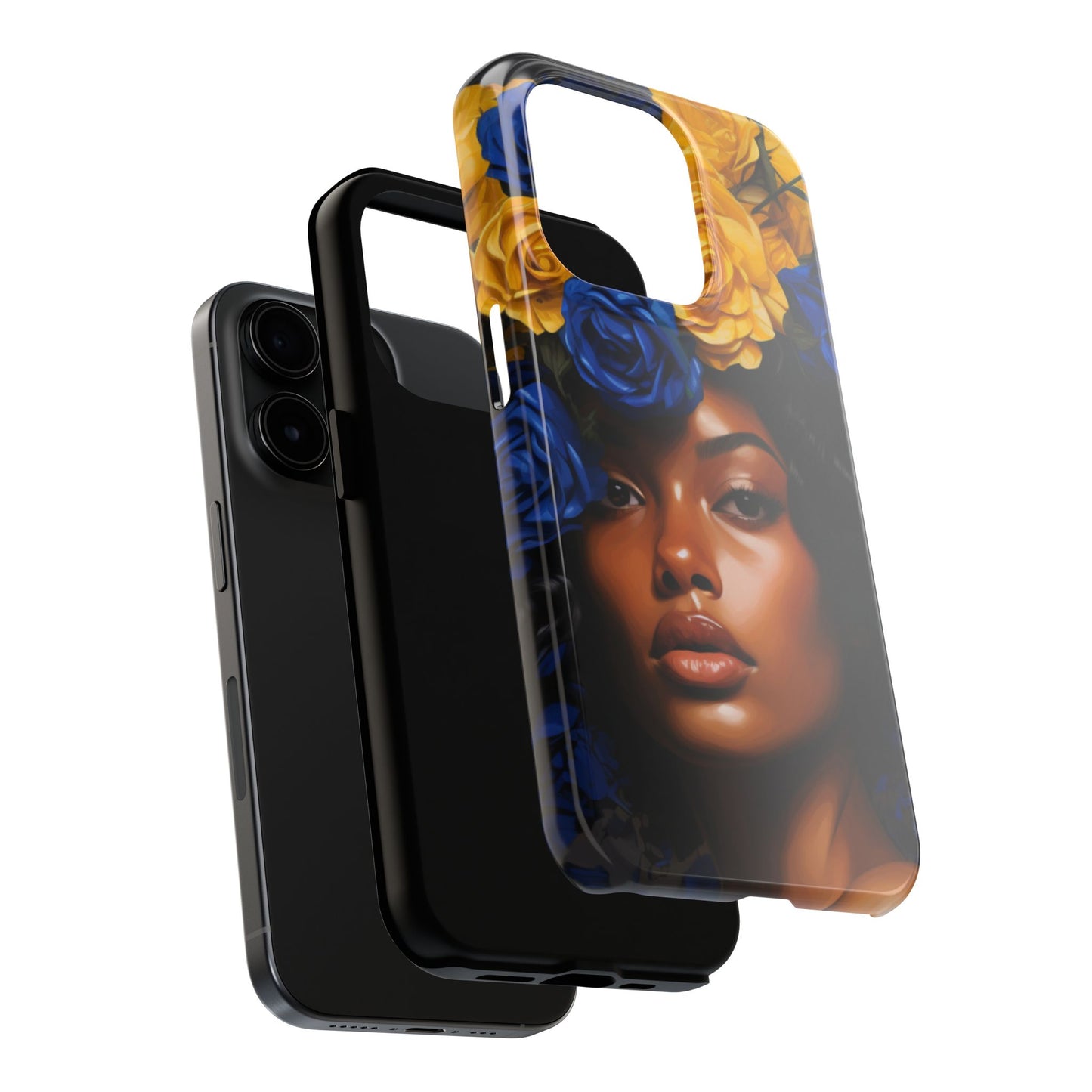 Stunning in Blue and Gold Beautiful Black Woman Tough Phone Case