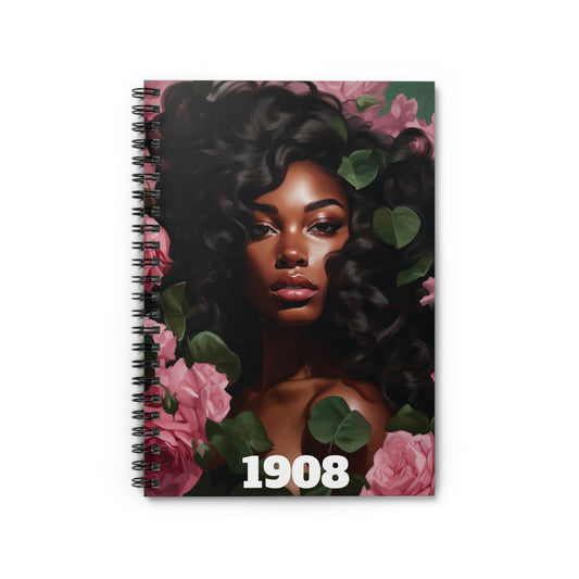 Pretty Black Woman With Pink Flowers Collection - Spiral Notebook - #1