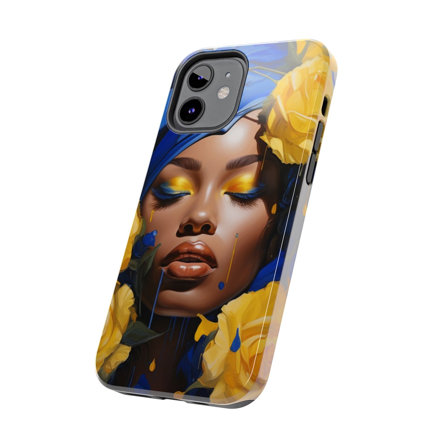 Stunning in Blue and Gold Beautiful Black Woman Tough Phone Case