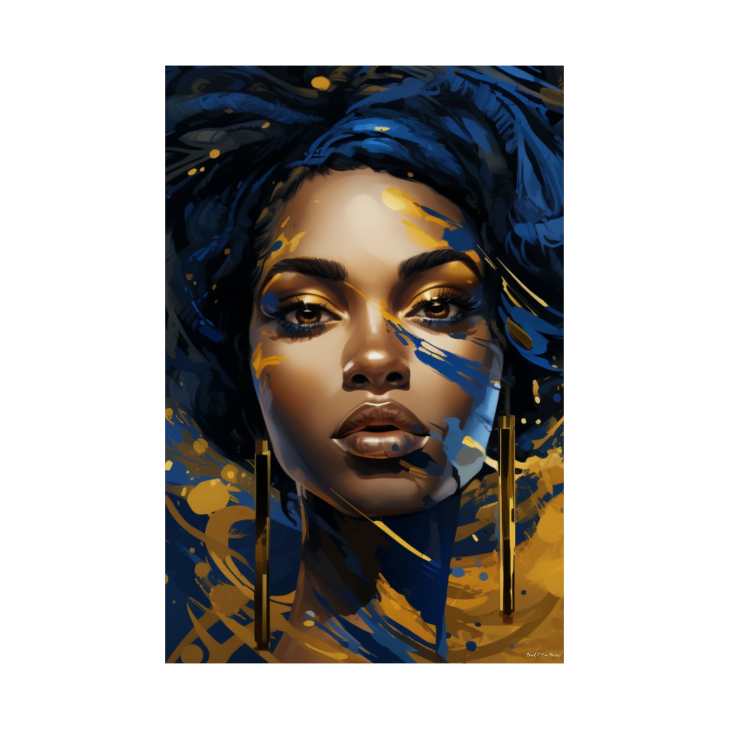 Stunning In Blue and Gold Black Woman Vertical Poster