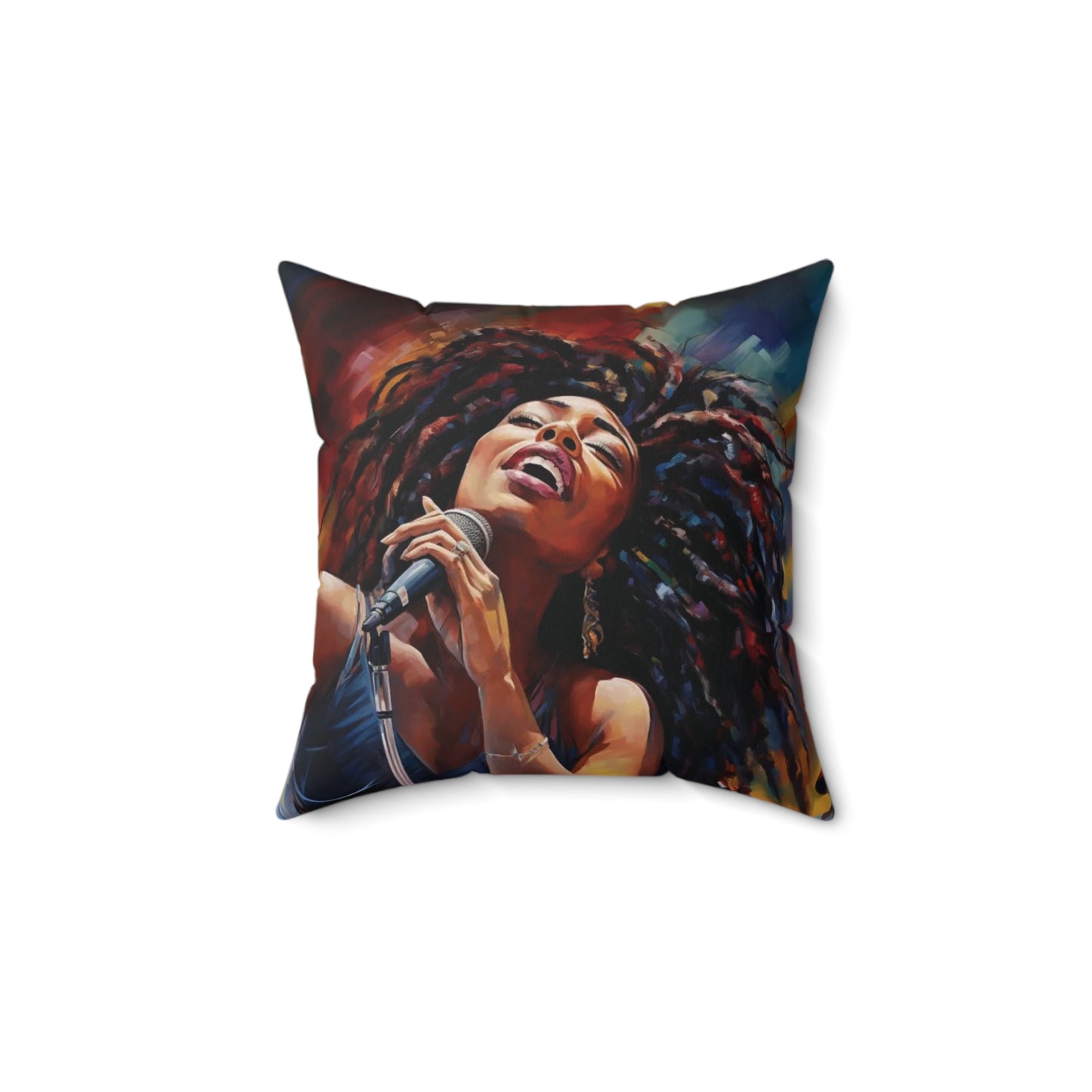 Jazzy Woman Singer Spun Polyester Square Pillow