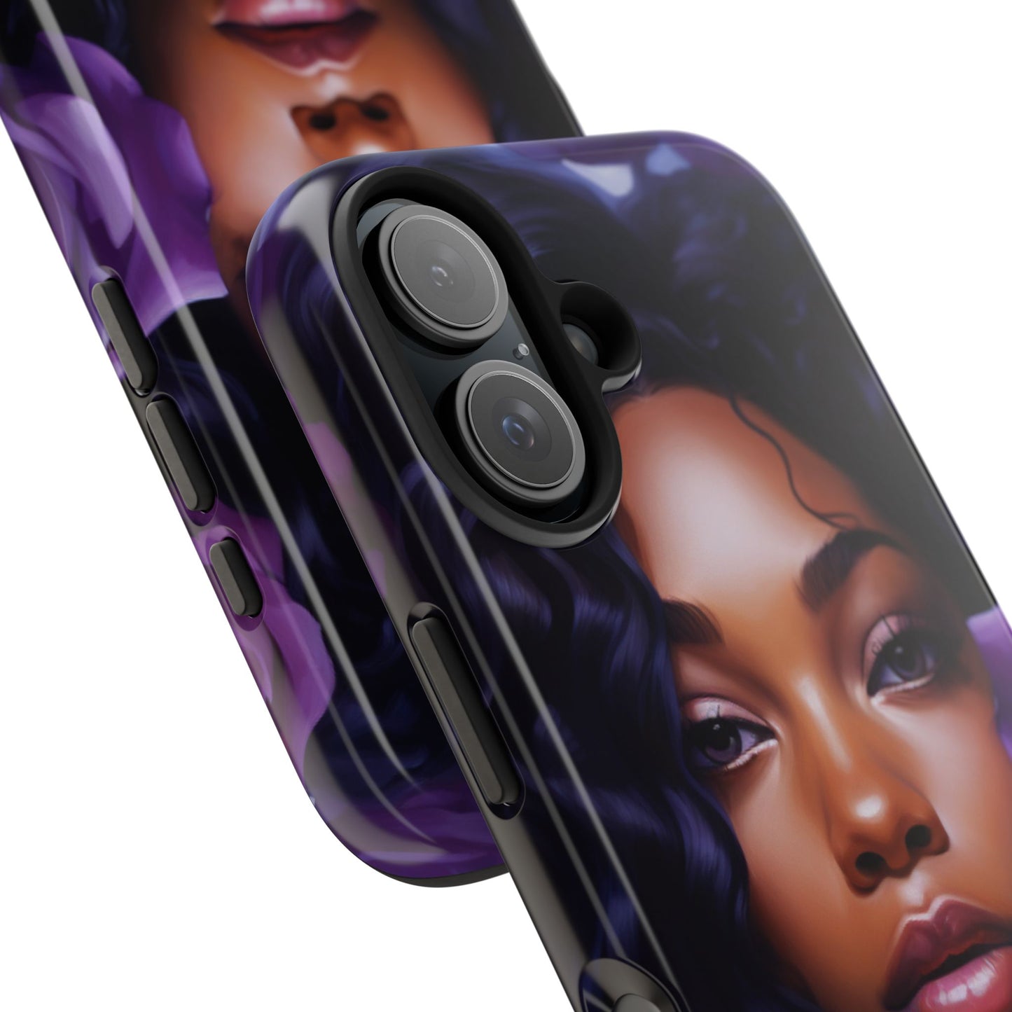 Beautiful Black Woman With Purple Flowers Tough Phone Case