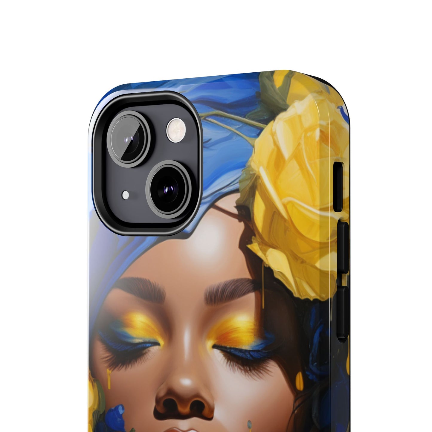 Stunning in Blue and Gold Beautiful Black Woman Tough Phone Case