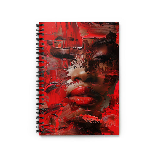 Red Faced Woman Spiral Notebook - Ruled Line