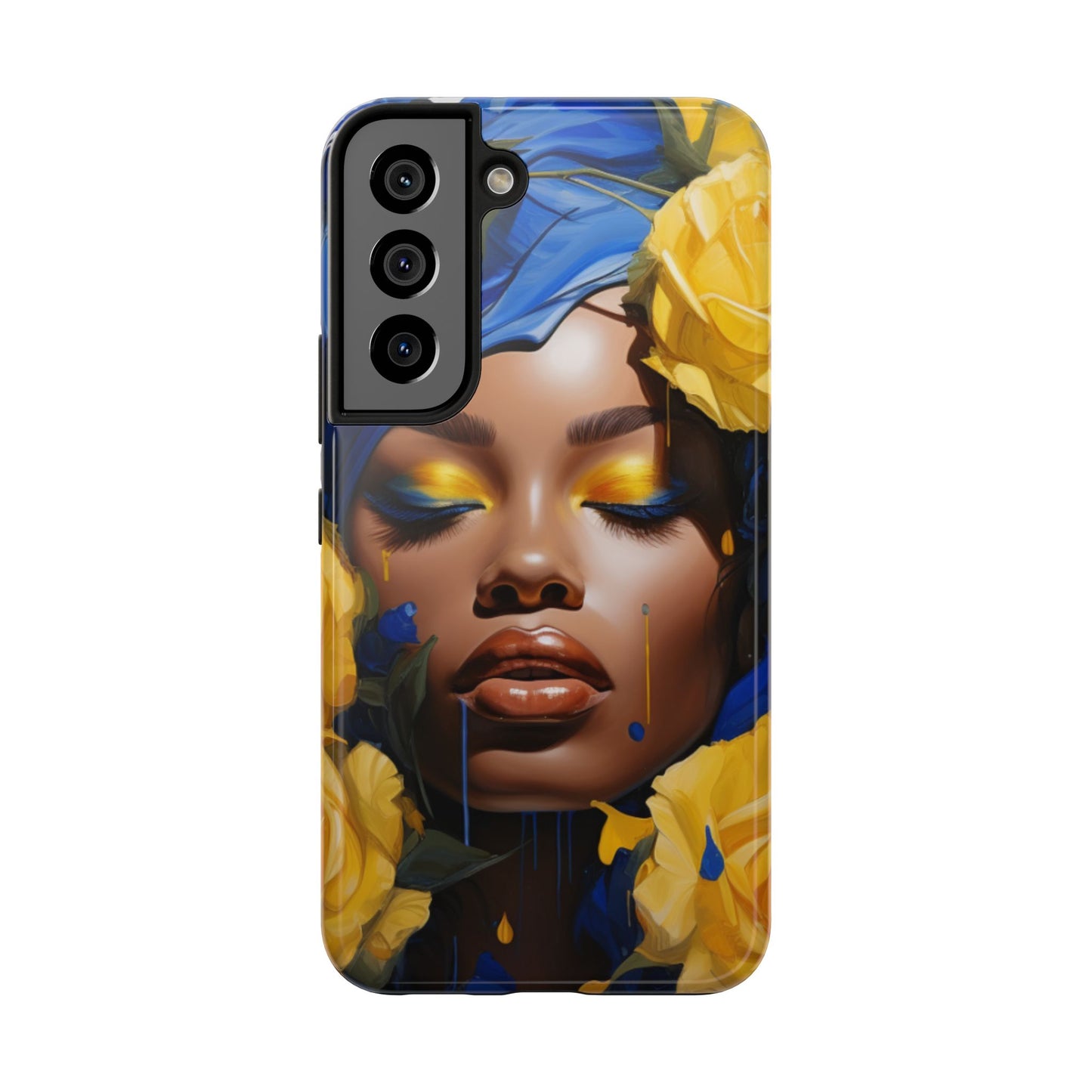 Stunning in Blue and Gold Beautiful Black Woman Tough Phone Case