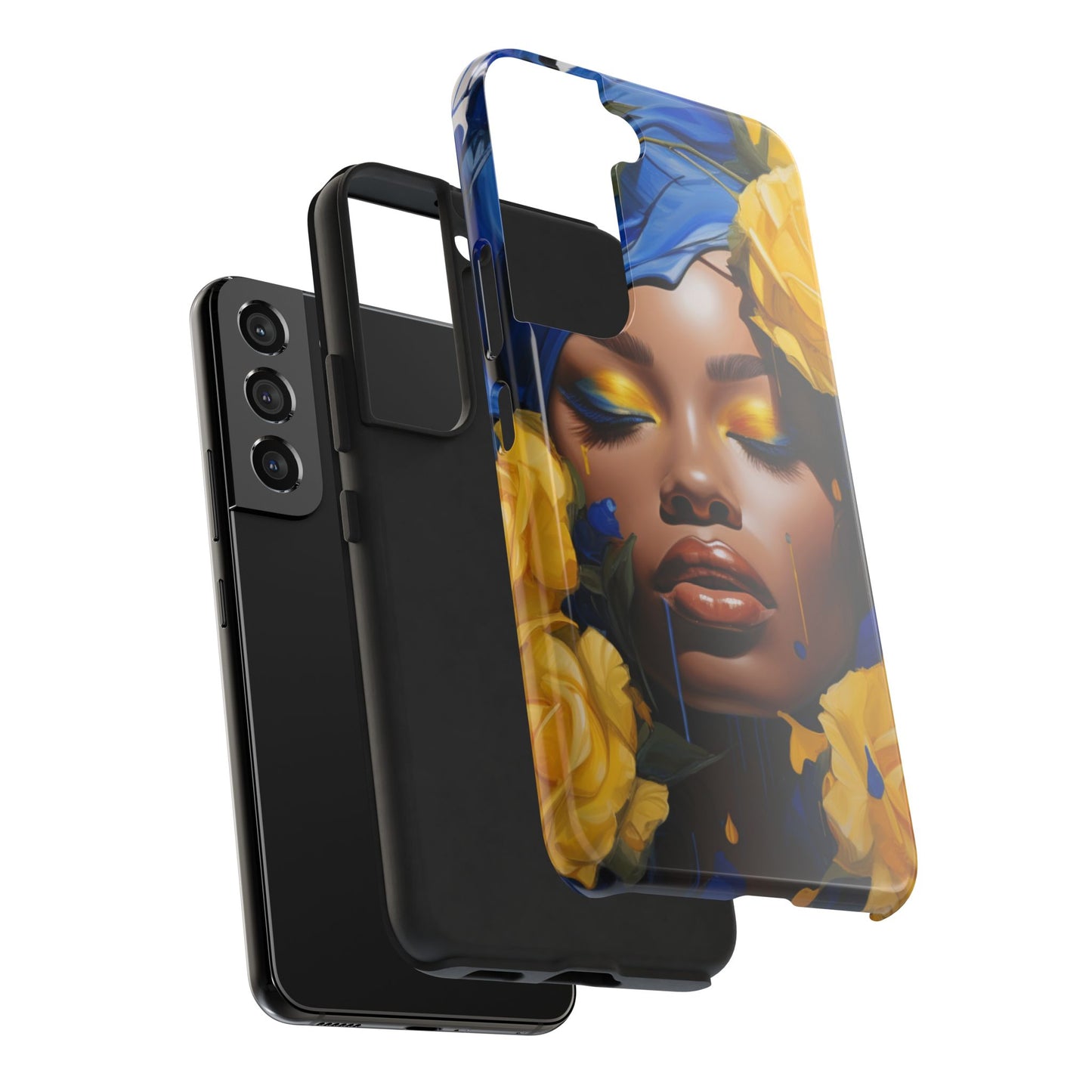 Stunning in Blue and Gold Beautiful Black Woman Tough Phone Case