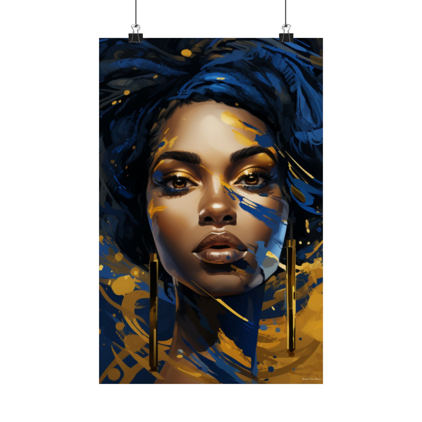 Stunning In Blue and Gold Black Woman Vertical Poster