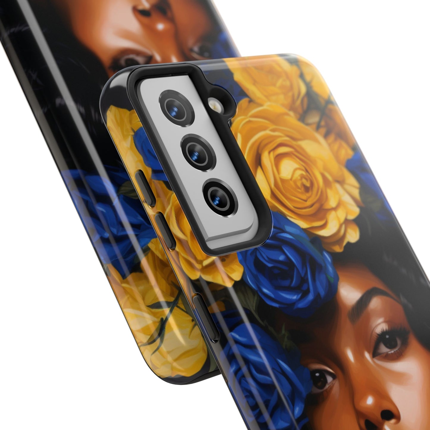 Stunning in Blue and Gold Beautiful Black Woman Tough Phone Case