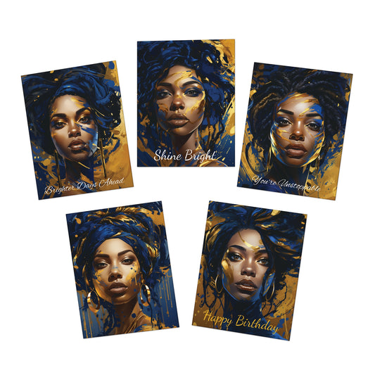 Blue and Gold Greeting Cards (5-Pack)