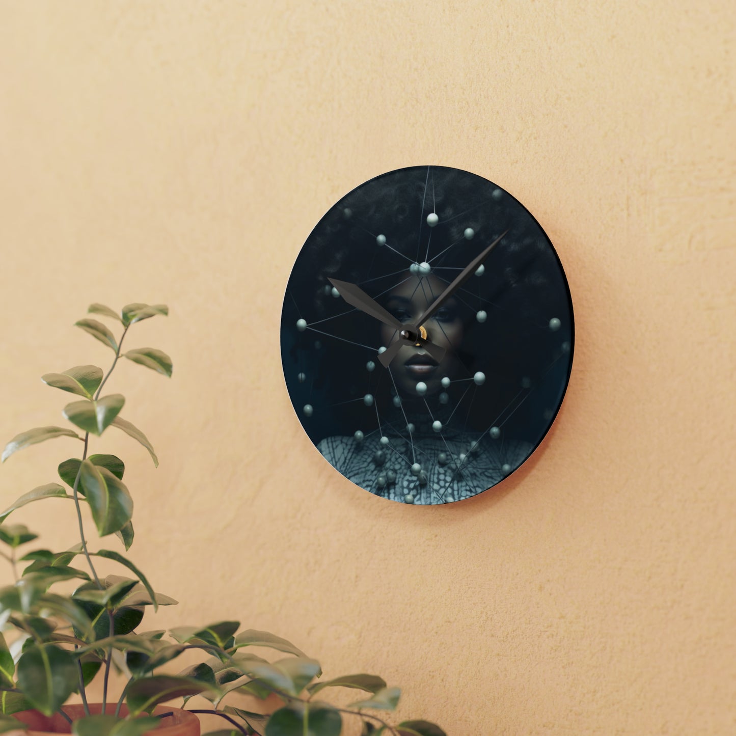 Futuristic Warrior Queen Acrylic Wall Clock