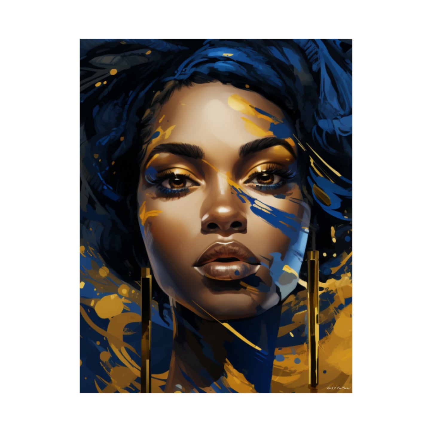 Stunning In Blue and Gold Black Woman Vertical Poster