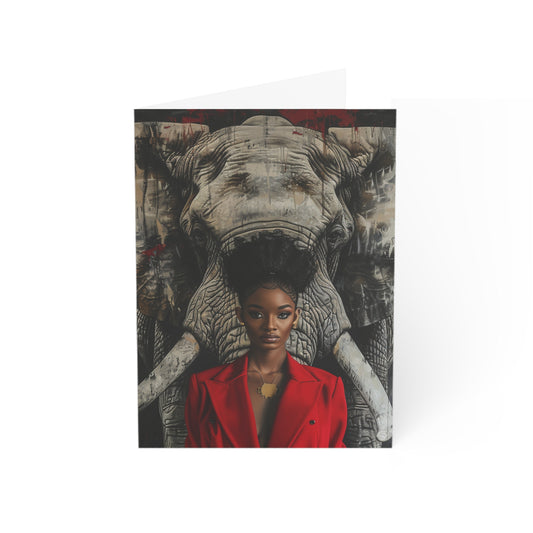 Red Diva and an Elephant Greeting Cards (1, 10, 30, and 50pcs)